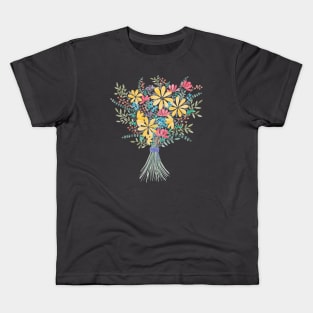 Bright Watercolor Floral Bouquet Kids T-Shirt